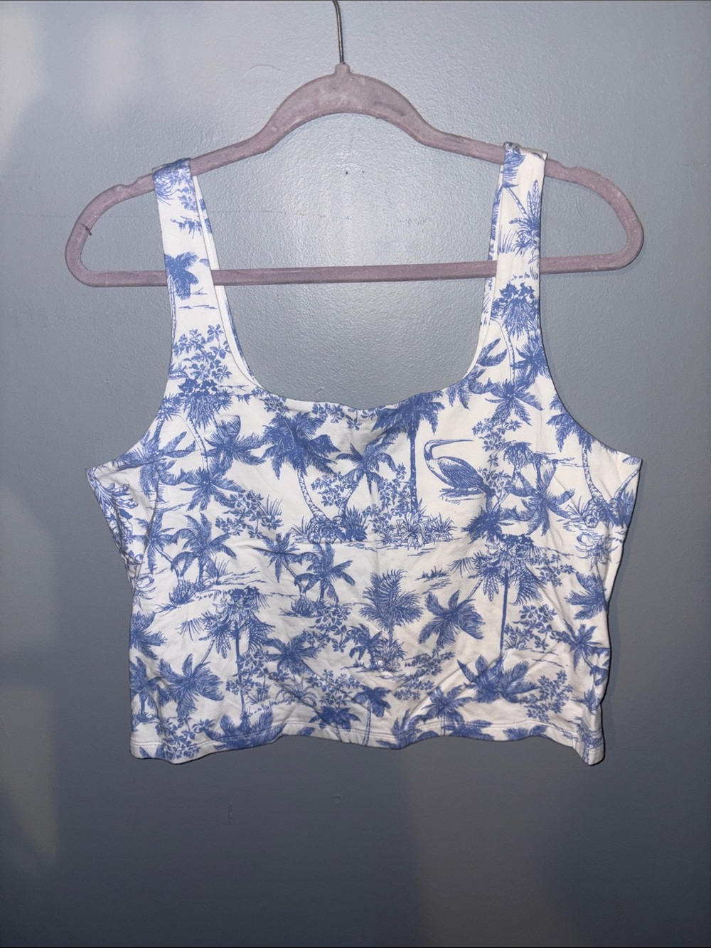 Target Blue & White Tropical Print Crop Top
